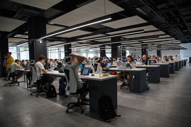 Open plan office fitted with desks and task chairs